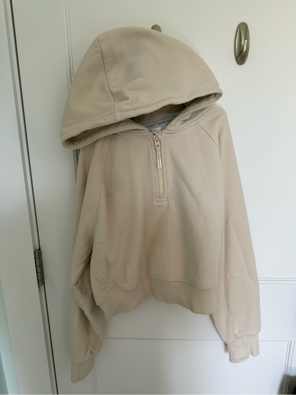 Athleta Kids Cream Half-Zip Hooded Sweatshirt